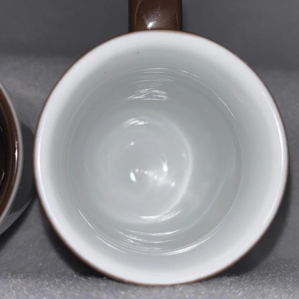 Kahla Germany  Demitasse Espresso Cups & Saucers Brown White Green 3‎ Sets EUC